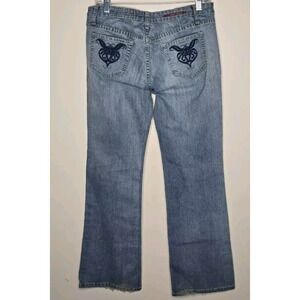 Vigoss Jeans Juniors 9/10 Blue Light Wash Stretch Thick Stitch Denim VTG Y2K